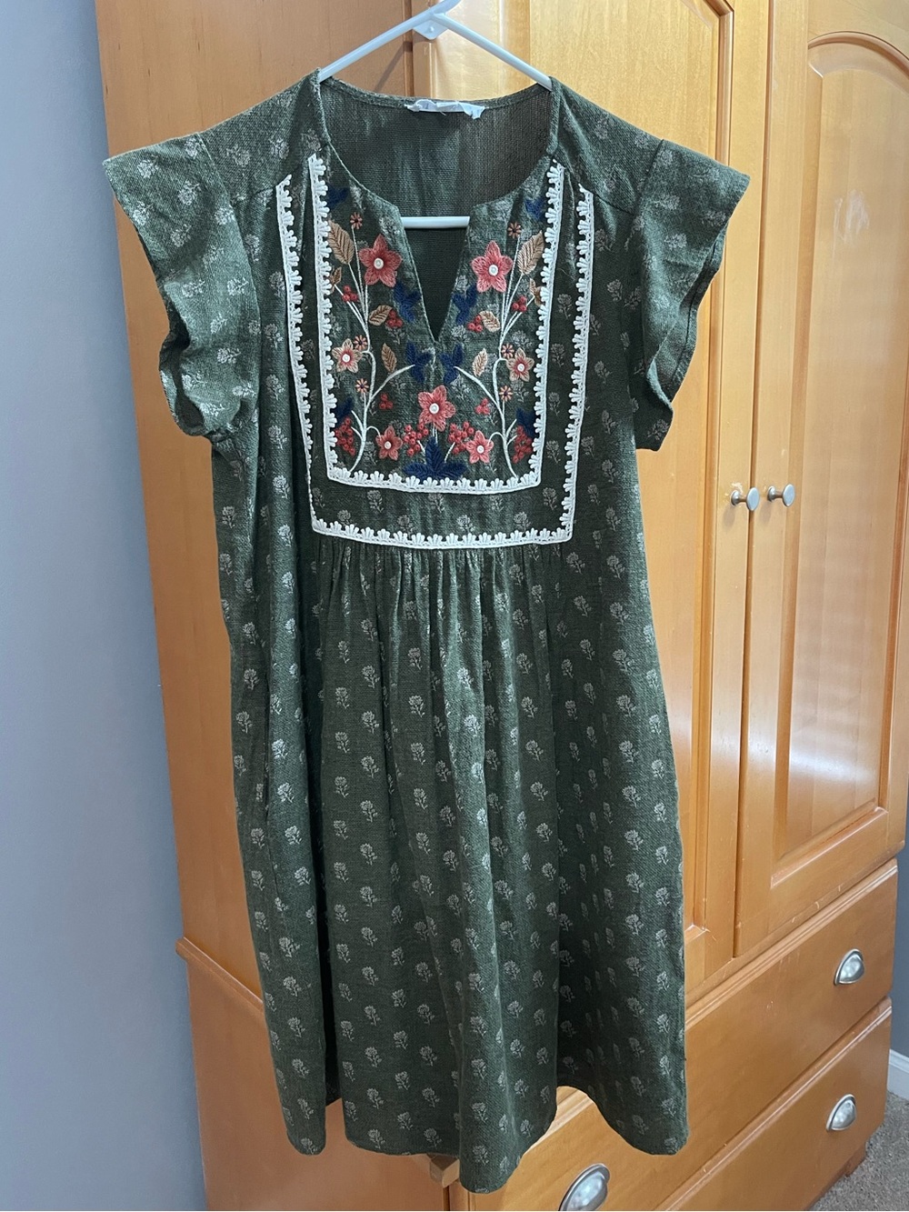 THML Green Ruffle Sleeve Dress XS